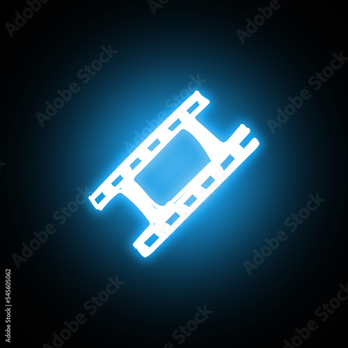 Hand drawn Film strip vintage icon in hologram and neon style with glow