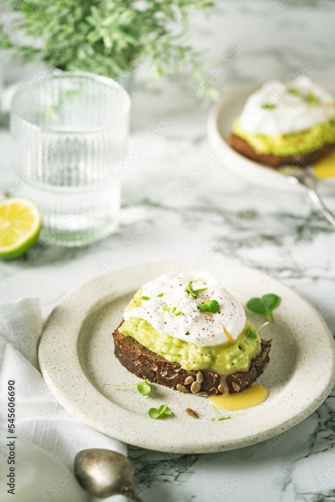 Avocado toast with poached egg Avocado toast with poached egg