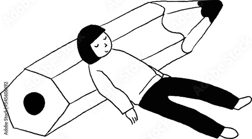 勉強をさぼる学生のイラスト