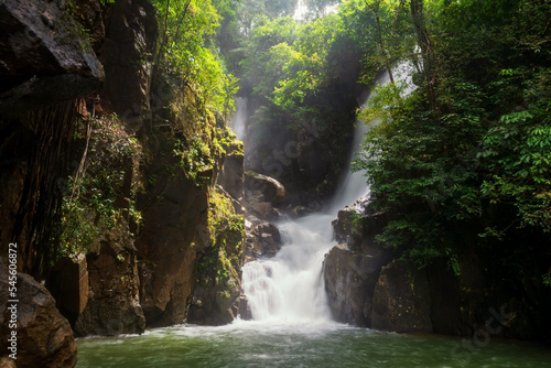 waterfall with sun lgiht at Phlio national park, Chanthaburi photo