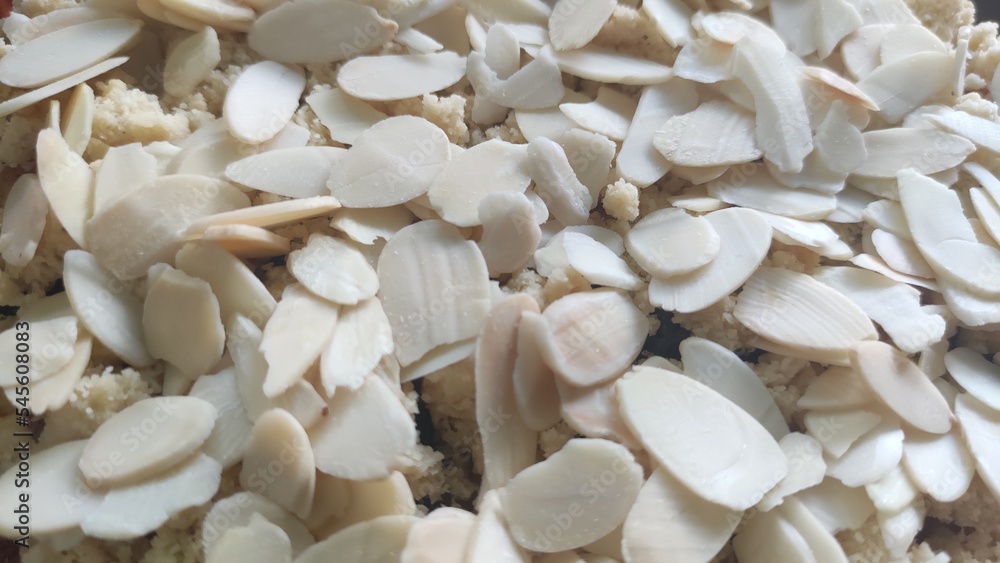 Group of thinly sliced almonds Group of thinly sliced almonds