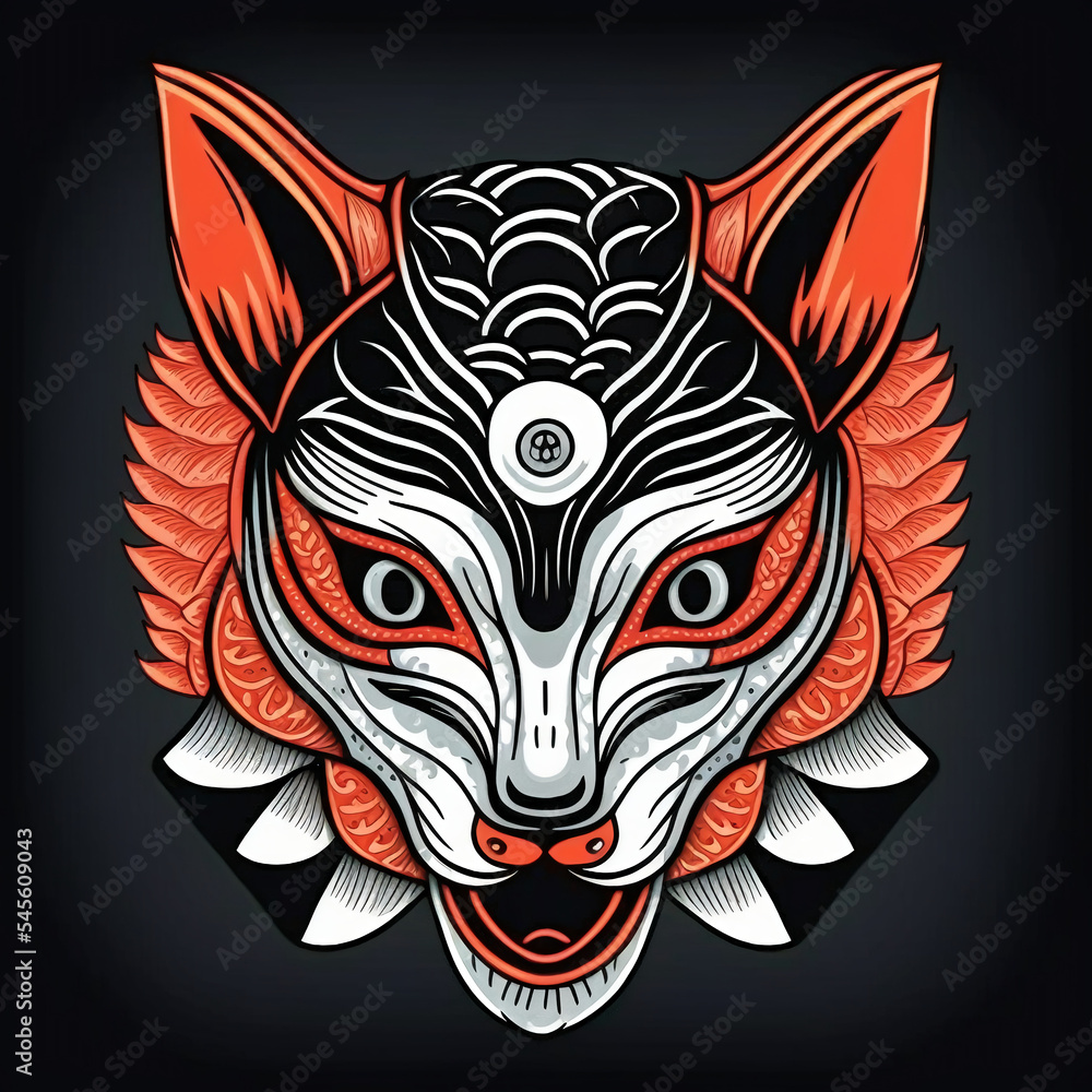 Obraz premium Japanese kitsune mask vector. Generative AI