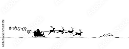 Santa Claus im Schlitten mit Rentieren