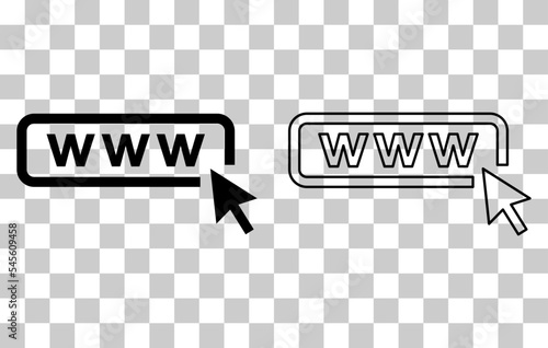 Set of World wide web icon, www internet website symbol, click mouse arrow sign vector illustration