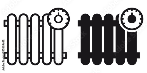 ofvs225 OutlineFilledVectorSign ofvs - radiator vector icon . central heating system . temperature adjustment with thermostat . saving money . outline filled version . AI 10 / EPS 10 . g11565