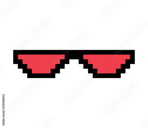 Fun retro pixel sun glass icon, life style meme sunglasses thug, vector illustration