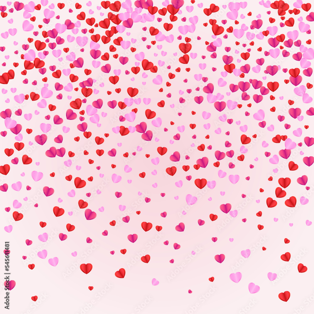 Red Confetti Background Pink Vector. Blank Backdrop Heart. Fond Sweetheart Pattern. Purple Confetti Birthday Frame. Lilac Decor Texture.