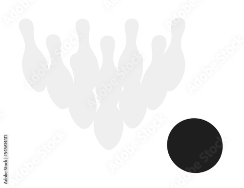 Photographie Skittles and bowling ball silhouette from black lines isolated on white background