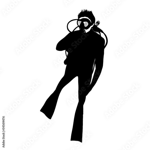 Male scuba diver silhouette illustration