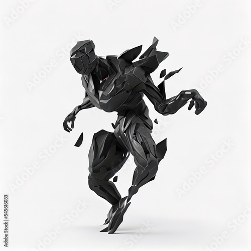 Abstract 3D render - deformed black figure isolated on a white background