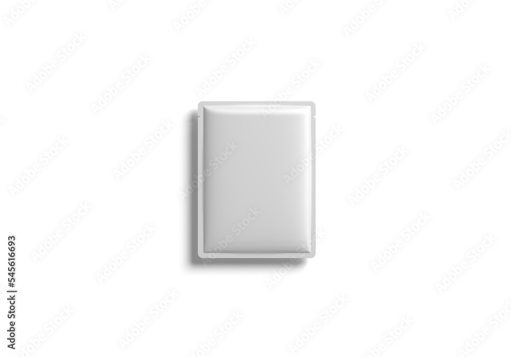 Blank white sachet packet mockup, isolated on white background Blank white sachet packet mockup, isolated on white background