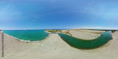 Beautiful sea landscape beach with turquoise water. Ilocos Norte, Philippines. 360 panorama VR photo