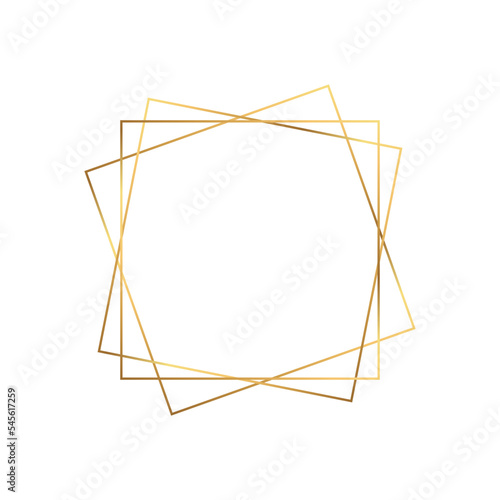 Vector gold square frame. Rectangle element for wedding invitations and photo. Geometrical figure on a white background. © Regina Gafarova