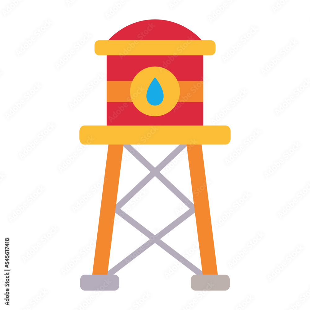 Water Tower Flat Icon Water Tower Flat Icon