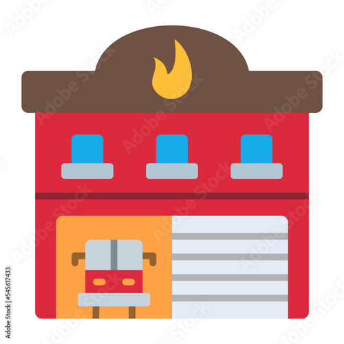 Fire Station Flat Icon