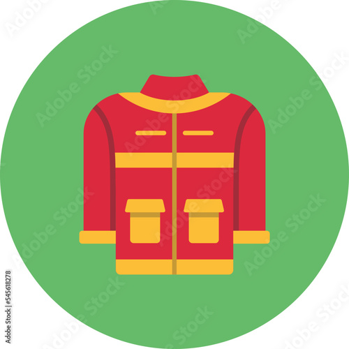 Firefighter Jacket Multicolor Circle Flat Icon