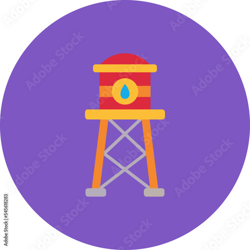 Water Tower Multicolor Circle Flat Icon