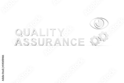 QUALITY ASSURANCE concept white background 3d render illustration
