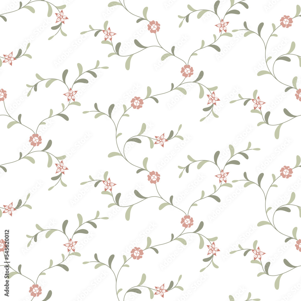 Fototapeta premium seamless pattern of flowers, branches and leaves