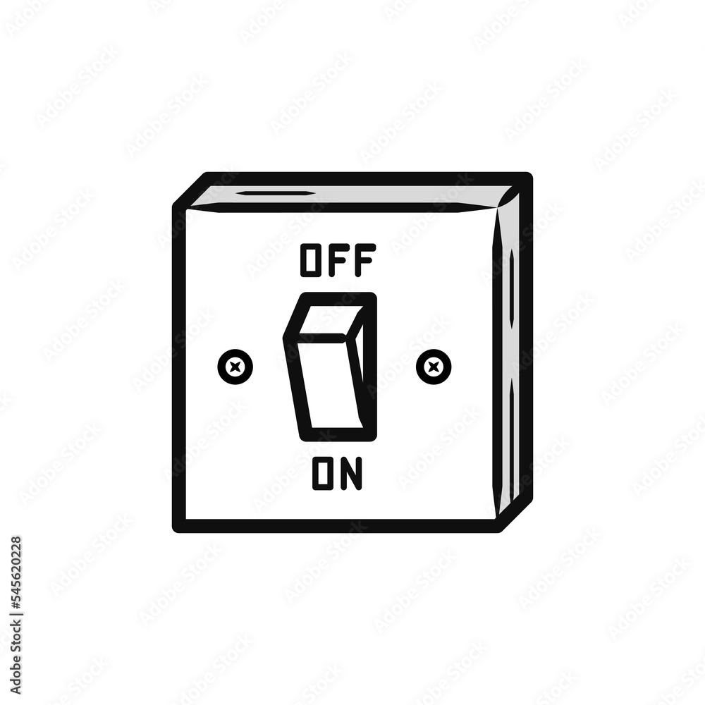 Electric light switch off and on button line drawing vector icon doodle  illustration Stock Vector