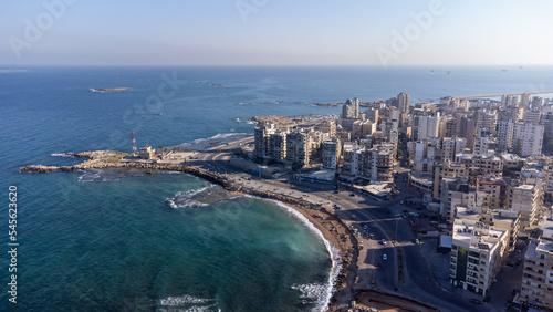 Aerial shot of Tripoli, the largest city in northern Lebann