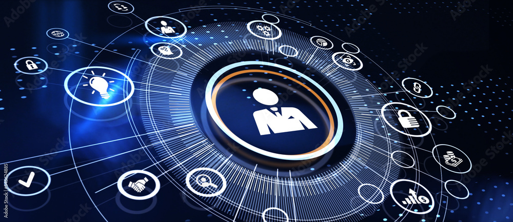 Business, Technology, Internet and network concept. Human Resources HR management recruitment employment headhunting concept. 3D illustration Business, Technology, Internet and network concept. Human Resources HR management recruitment employment headhunting concept. 3D illustration