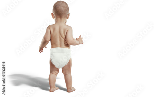 Baby, newborn in the diaper. Transparent background. 