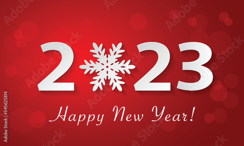 Happy New Year 2023 design with christmas ball with snowflake