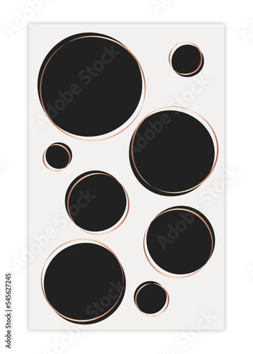 Modern poster art for print. Abstract figures in gray and rose gold colors. Digital interior art.