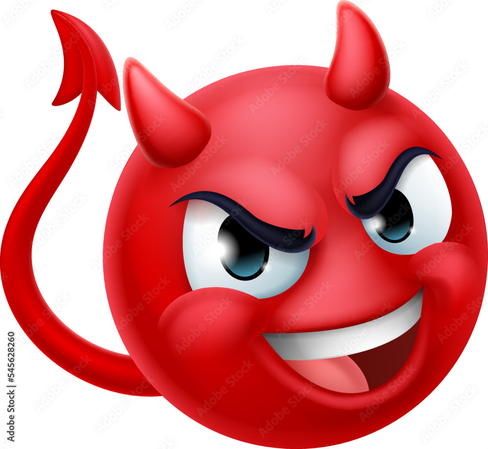 A red devil or satan emoji emoticon man face cartoon icon mascot. Stock ...