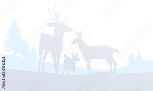 A Christmas deer silhouette snowscape winter snow landscape