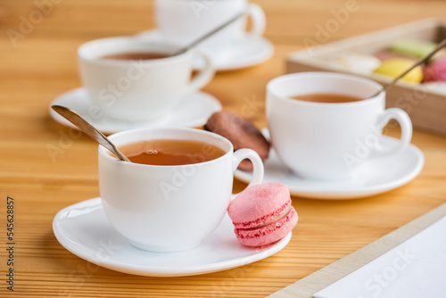 tea set and macarons