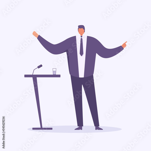 Orator speaking from the tribune, public speaker