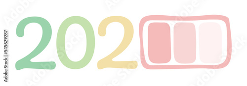 Vector multicolor Happy new year 2023 and Download bar for card, poster, brochure, banner. Doodle numbers and loading scale instead of number three isolated on white background