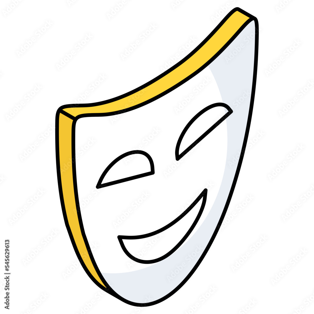 Happy face mask, theater mask icon Happy face mask, theater mask icon