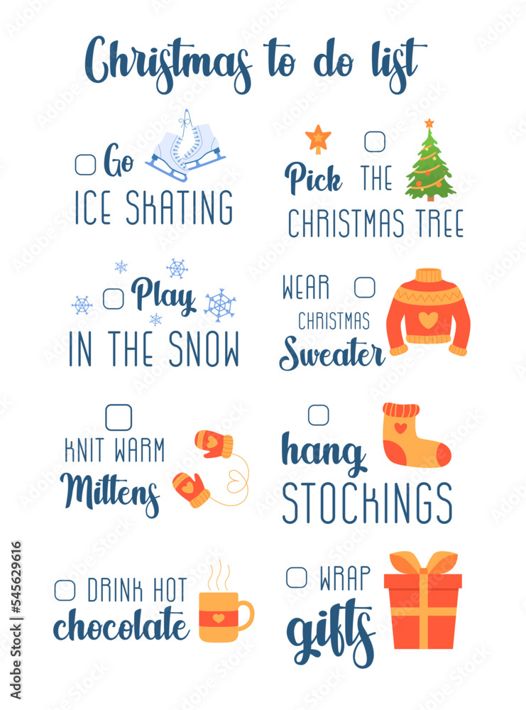 Christmas to do list planner with winter activities