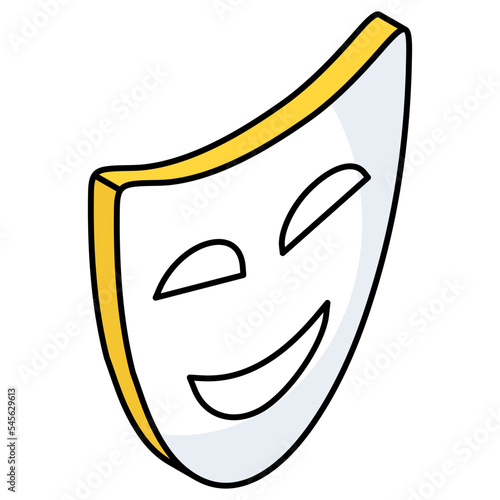       Happy face mask, theater mask icon photo