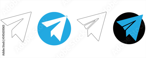 set button icon paper plane/telegram symple, vector illustration
