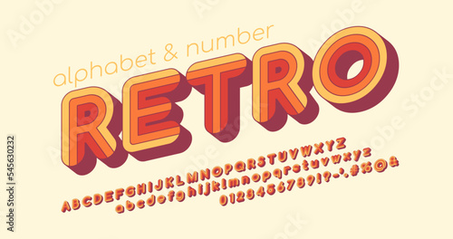 Decorative striped vintage retro italic alphabet in 70s style. Typography сolourful vector alphabet and font with rounded edges. Vector illustration