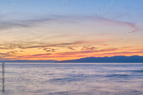 Sunset on Lake Baikal in the Barguzin Bay. Republic of Buryatia, Maksimikha settlement. © rdv27
