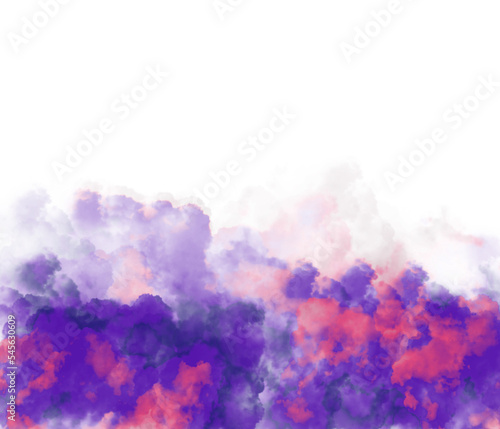 abstract dramatic purple clouds watercolor background on transparent background clipart