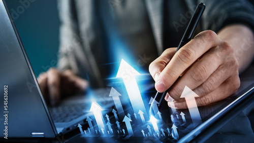 фотографія growth of economic indicators. Concept of business development