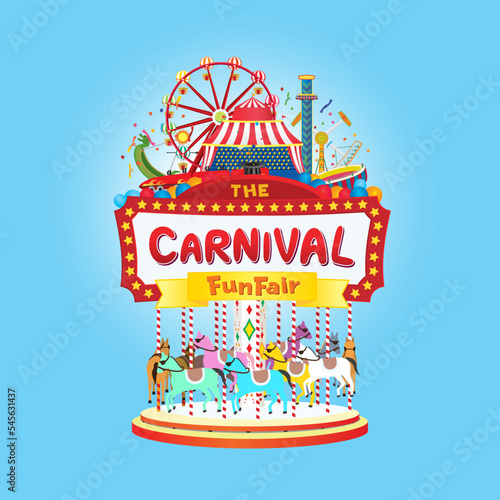 Vector illustration of the carnival funfair design.