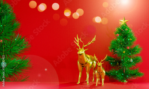 Merry Christmas and New Year background 3D rendering.