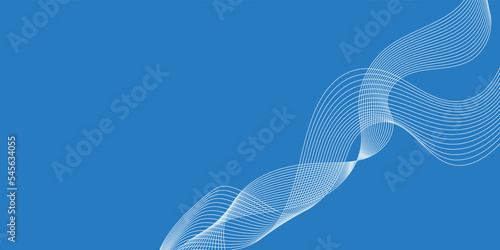 Abstract modern white wavy stylized blend liens on blue background. Blending gradient colors. Digital frequency track equalizer. Vector illustration, it make using blend tool.