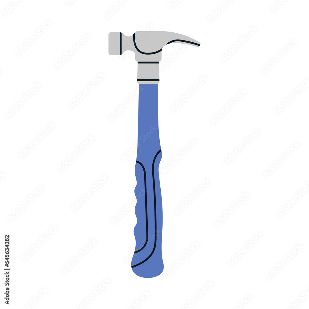 Hand drawn vector illustration of a hammer. A tool with a heavy metal head mounted at the end of a handle, used for breaking things and driving in nails. Repair work, construction, home tools concept Hand drawn vector illustration of a hammer. A tool with a heavy metal head mounted at the end of a handle, used for breaking things and driving in nails. Repair work, construction, home tools concept
