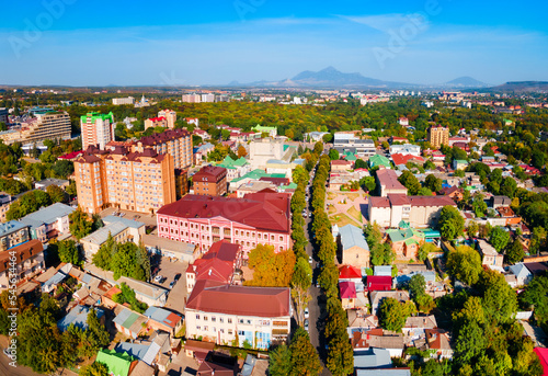 Yessentuki city aerial panoramic view, Russia