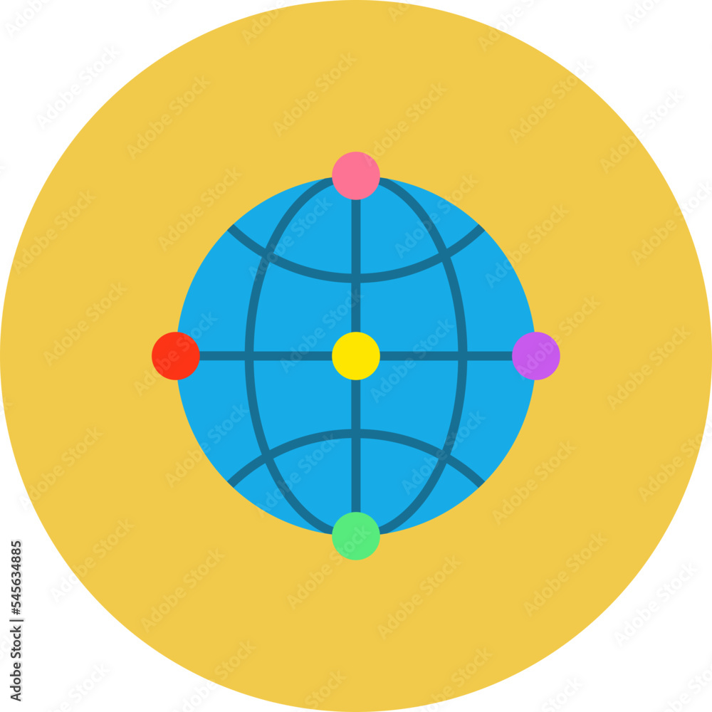 Internet Multicolor Circle Flat Icon