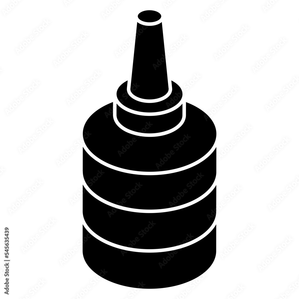 A glyph isometric design icon of glue bottle 