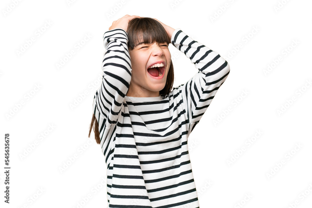 Little caucasian girl over isolated background stressed overwhelmed Little caucasian girl over isolated background stressed overwhelmed